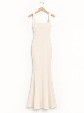 Elegant Cream Halter Maxi Dress